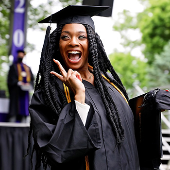 Female Online Student at Commencement