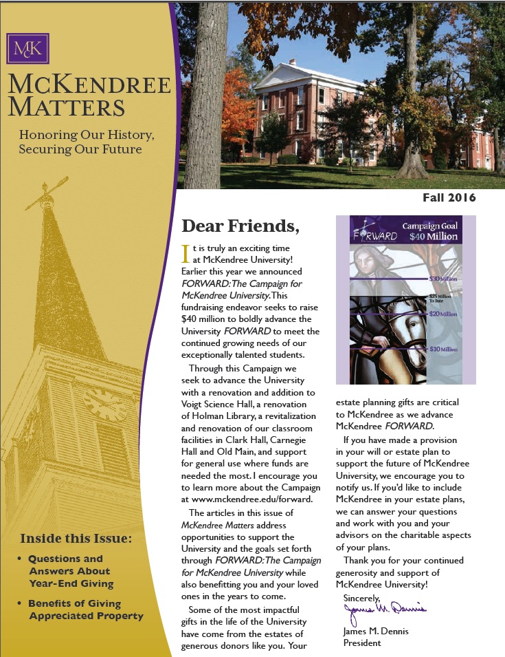 McKendree Matters Newsletter Fall 2016