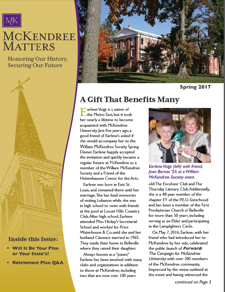 McKendree Matters Newsletter Spring 2017