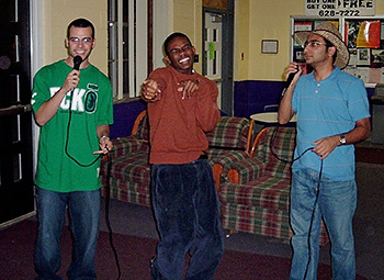 Student Singing Karaoke in the Lair Student Singing Karaoke in the Lair
